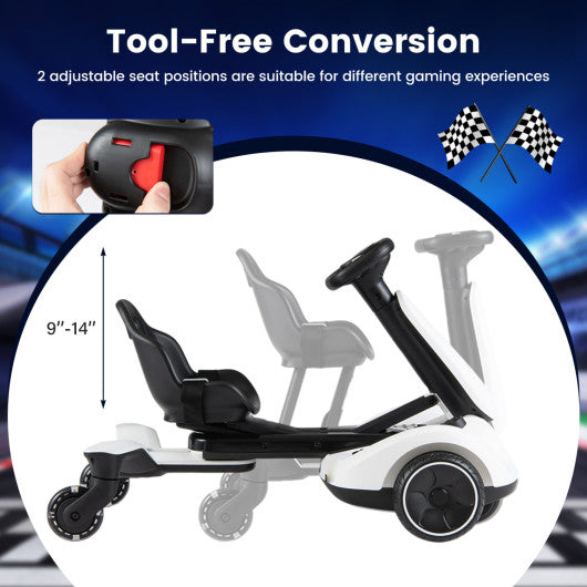 6V Ride-on Drift Car with Lights and Adjustable Seat-White