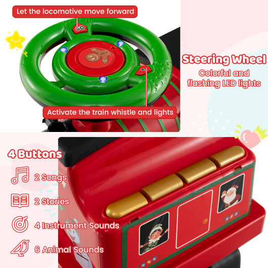 6V Ride on Train 2-Seater with Carriage and Flashing LED Lights-Green