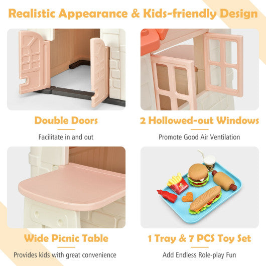 Kid¡¯s Playhouse Pretend Toy House For Boys and Girls 7 Pieces Toy Set-Pink