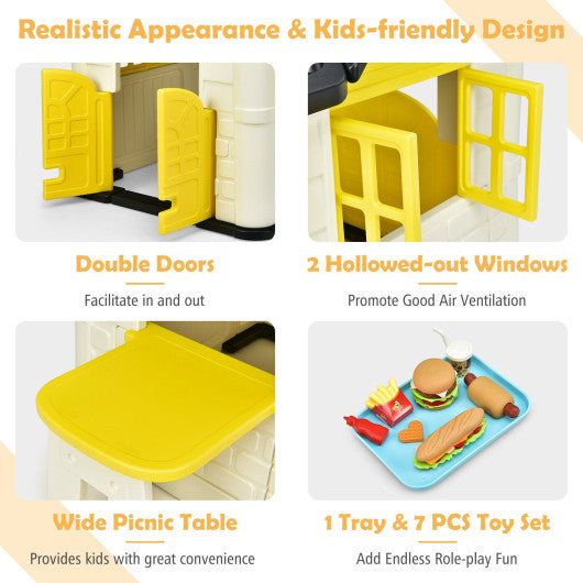 Kid¡¯s Playhouse Pretend Toy House For Boys and Girls 7 Pieces Toy Set-Yellow
