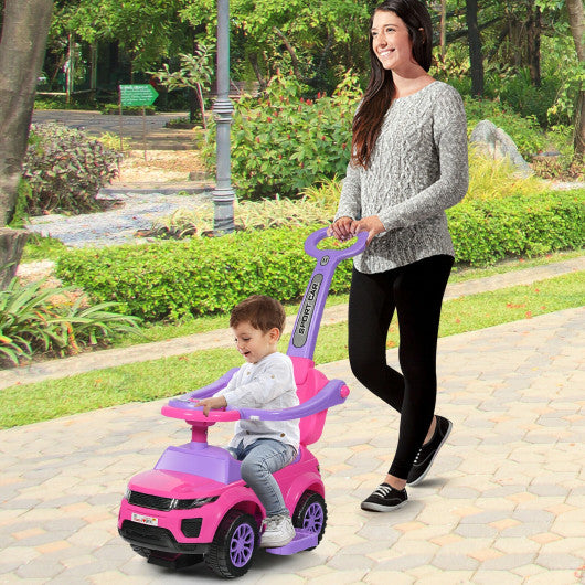 3 in 1 Ride on Push Car Toddler Stroller Sliding Car with Music-Pink