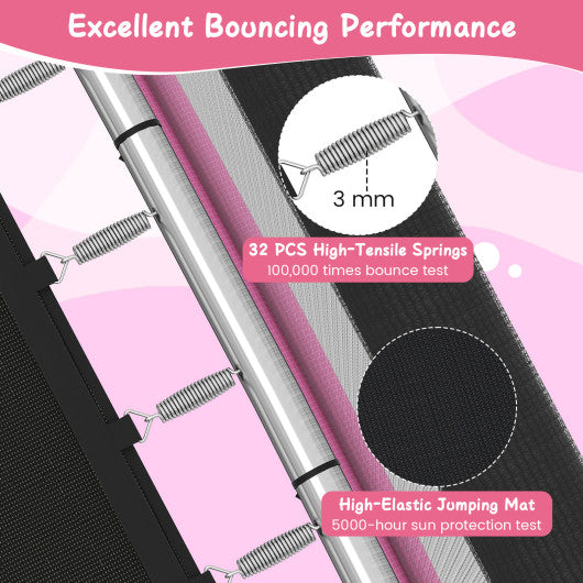 6 FT Kids Trampoline with Swing and Horizontal Bar Small Rectangle Trampoline-Pink