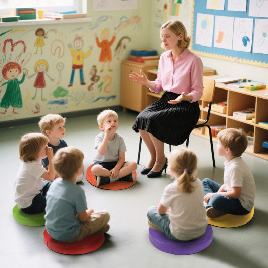 6 PCS Round Floor Cushions for Kids Classroom Floor Cushions with Handles-Multicolor