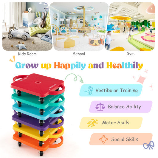 4/6-Pack Kids Scooter Board with Handles and Non-Marring Casters-6 Pack