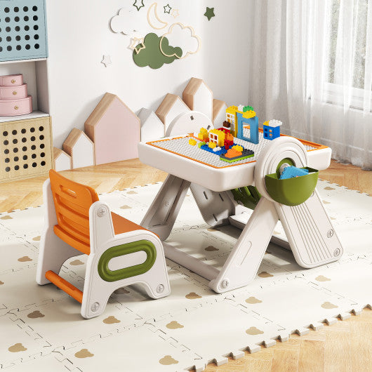 6-in-1 Multi-activity Children Table and Chair Set Folding Art Easel Set-Orange