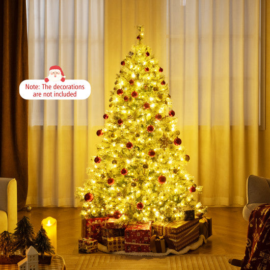 6/7.5/9 FT Artificial Christmas Tree Pre-Lit Hinged Holiday Tree with 360¡ã Quick Power Connector-6 ft