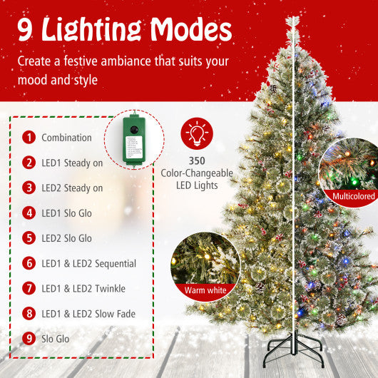 6/7.5/9 FT Artificial Christmas Tree Pre-Lit Hinged Holiday Tree with 360¡ã Quick Power Connector-6 ft