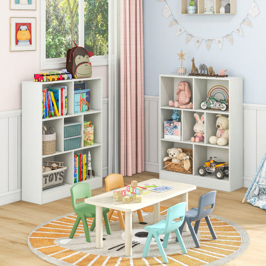 7-Section Freestanding Bookshelf for Kids Room Classroom Daycare Nursery-White