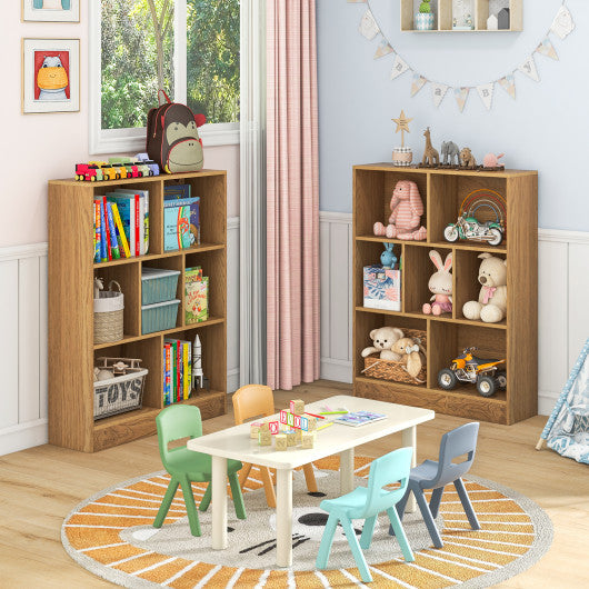 7-Section Freestanding Bookshelf for Kids Room Classroom Daycare Nursery-Natural