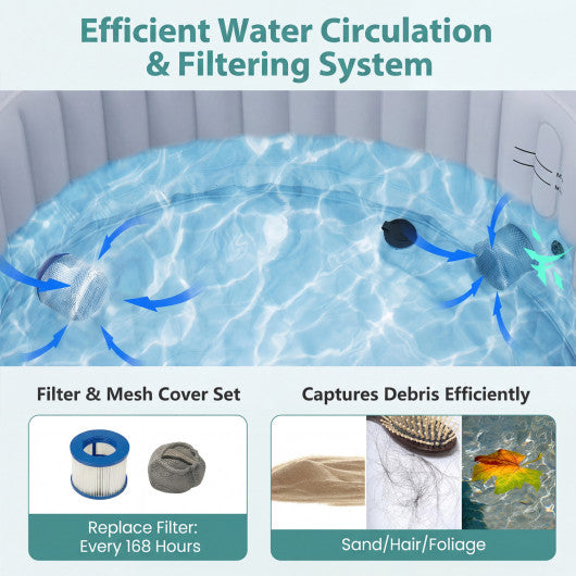 70/80 Inches Round SPA Pool Hottub with 110/130 Air Jets Electric Heater Pump-S