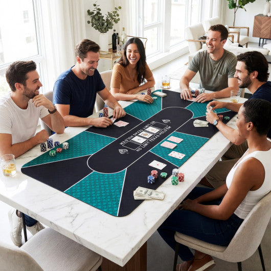 70 x 35 Inch Poker Table Top with Water-repellent Surface for 10-Player-Green