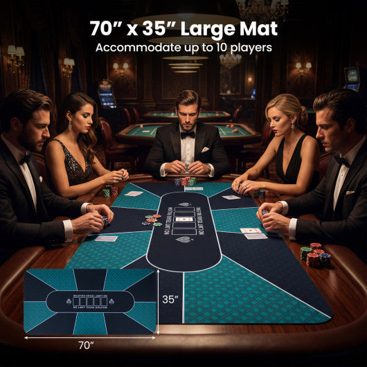 70 x 35 Inch Poker Table Top with Water-repellent Surface for 10-Player-Green