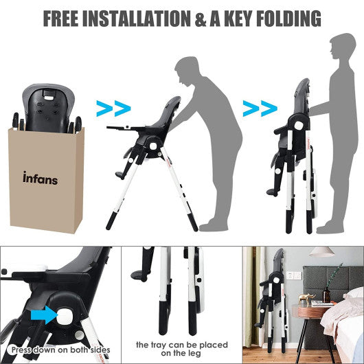 4-in-1 High Chair¨CBooster Seat with Adjustable Height and Recline-Gray