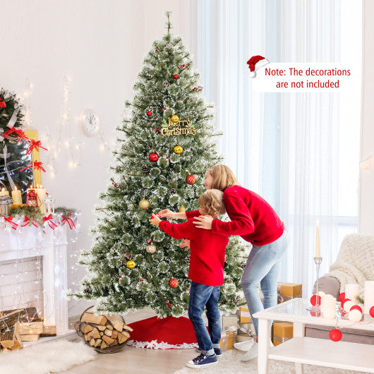 6/7.5/9 FT Artificial Christmas Tree Pre-Lit Hinged Holiday Tree with 360¡ã Quick Power Connector-7.5ft