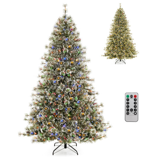 6/7.5/9 FT Artificial Christmas Tree Pre-Lit Hinged Holiday Tree with 360¡ã Quick Power Connector-7.5ft