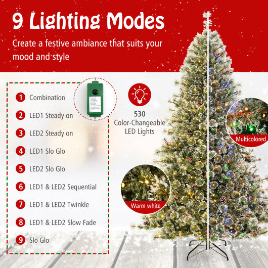 6/7.5/9 FT Artificial Christmas Tree Pre-Lit Hinged Holiday Tree with 360¡ã Quick Power Connector-7.5ft