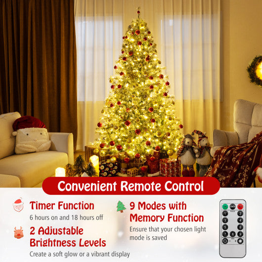 6/7.5/9 FT Artificial Christmas Tree Pre-Lit Hinged Holiday Tree with 360¡ã Quick Power Connector-7.5ft