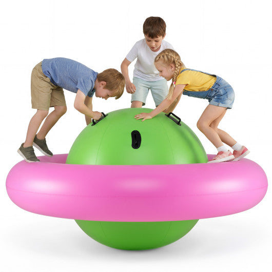 7.5 Foot Giant Inflatable Dome Rocker Bouncer with 6 Built-in Handles for Kids-Pink
