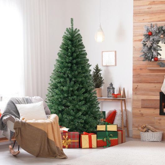 6/7/8 FT Artificial Christmas Tree with 568/830/1182 Branch Tips and 200/250/400 Warm White LED Lights-L