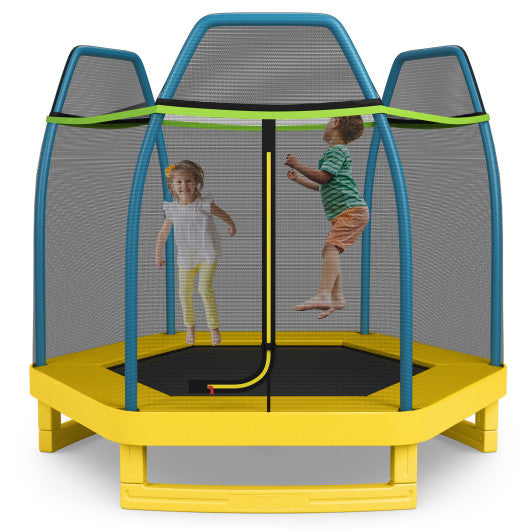 7 Feet Kids Recreational Bounce Jumper Trampoline-Yellow