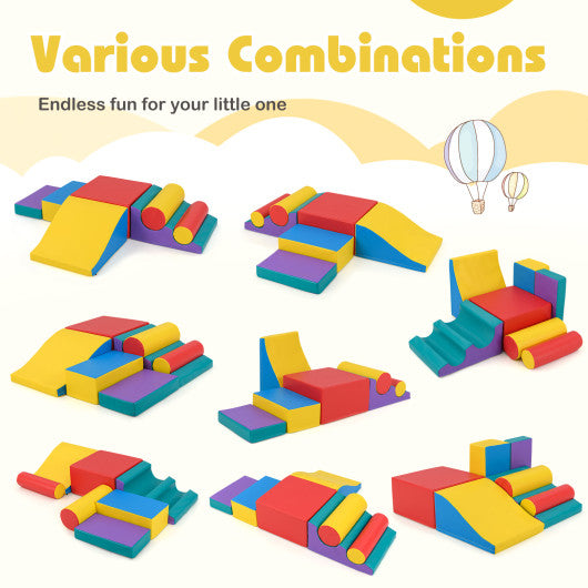 7-Piece Foam Blocks for Toddlers Soft Climbing Toys Indoor Play for Babies-Red