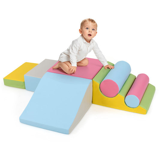 7-Piece Foam Blocks for Toddlers Soft Climbing Toys Indoor Play for Babies-Pink