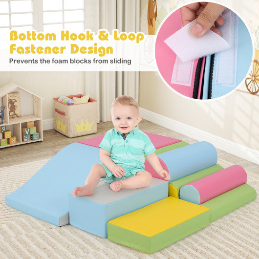 7-Piece Foam Blocks for Toddlers Soft Climbing Toys Indoor Play for Babies-Pink