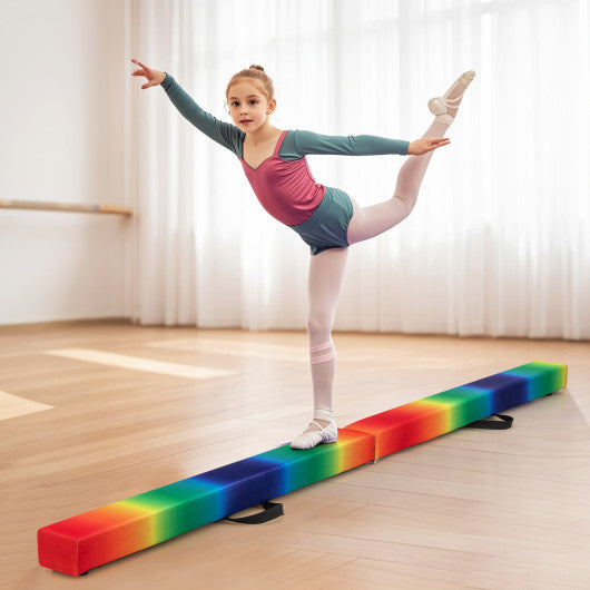 7 Feet Folding Portable Floor Balance Beam with Handles for Gymnasts-Muticolor