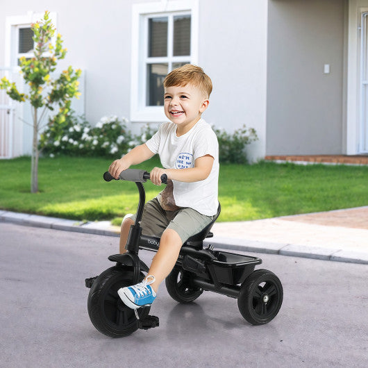 7-in-1 Baby Stroller Tricycle with Adjustable Canopy and Foldable Footrests for Ages 9-60 Months Old-Gray