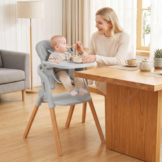 7-in-1 Convertible Foldable Baby High Chair with Adjustable Tray for Kids-Gray