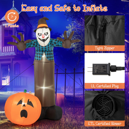 7 FT Inflatable Halloween Haunted Scarecrow Pumpkin Ghost with Built-in LED Lights