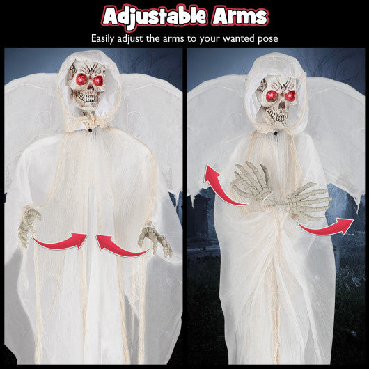 8.3 ft Halloween Standing Haunted Angel with Lighted Eyes and Automatic Wing Movement