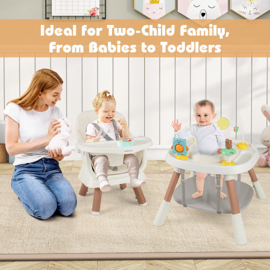 16-in-1 Baby High Chair with Activity Center and Booster Seat for Babies and Toddlers-White