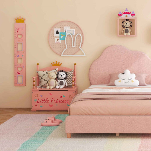 5 Pieces Kids' Room Bundle: Twin Bed Frame Wardrobe Closet Vanity Table and Stool Set