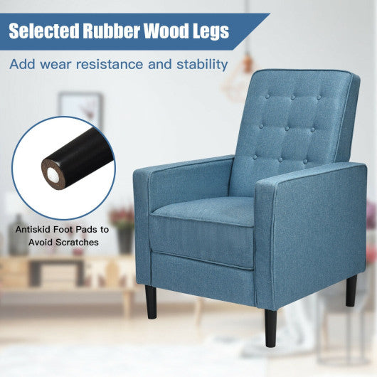 Mid-Century Push Back Recliner Chair -Blue