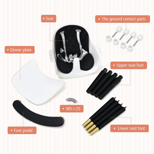 3-In-1 Adjustable Baby High Chair with Soft Seat Cushion for Toddlers-Black