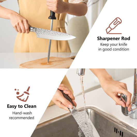 15 Pieces Kitchen Knife Set with Wooden Block