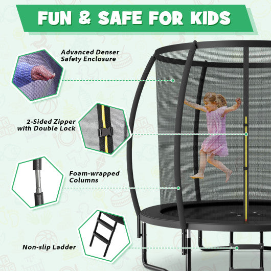 8 Feet ASTM Approved Recreational Trampoline with Ladder-Black