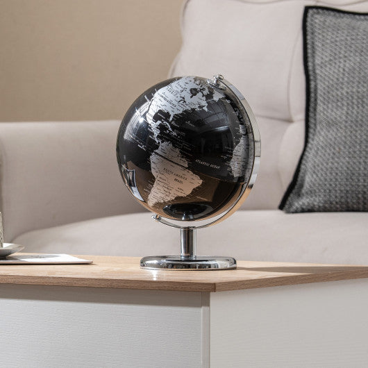 8 inches World Globe Modern Decorative Tabletop Earth Globe-Silver
