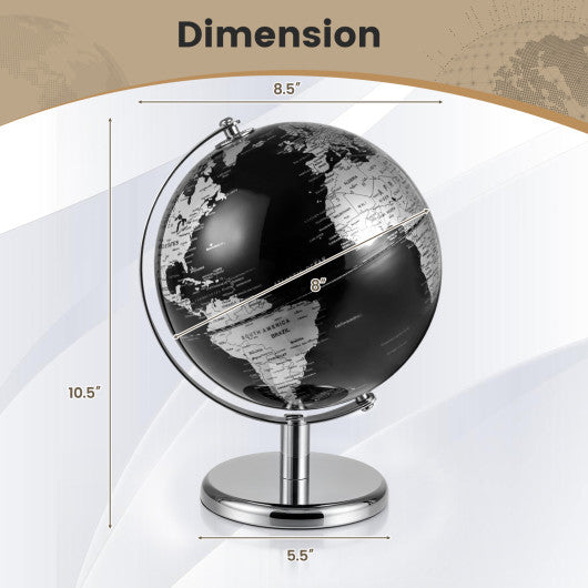 8 inches World Globe Modern Decorative Tabletop Earth Globe-Silver