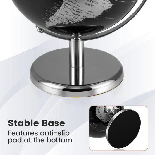 8 inches World Globe Modern Decorative Tabletop Earth Globe-Silver