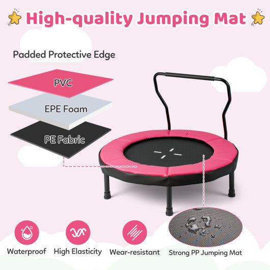 40 Inch Trampoline for Kids Indoor Outdoor Fitness Trampoline-Pink