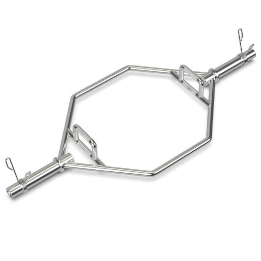 56 Inch Olympic Hexagon Deadlift Trap Bar with Folding Grips Powerlifting-Sliver