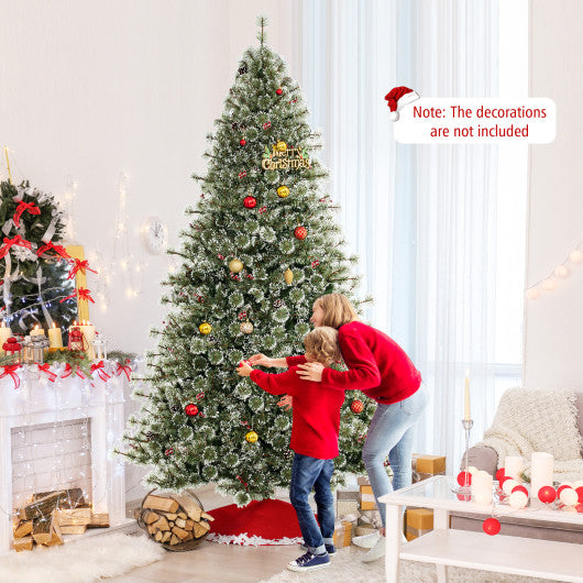 6/7.5/9 FT Artificial Christmas Tree Pre-Lit Hinged Holiday Tree with 360¡ã Quick Power Connector-9ft