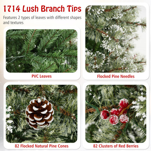 6/7.5/9 FT Artificial Christmas Tree Pre-Lit Hinged Holiday Tree with 360¡ã Quick Power Connector-9ft