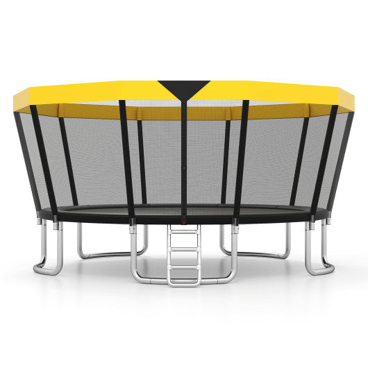 ASTM Compliant Recreational Trampoline with Non-Slip Ladder-Yellow