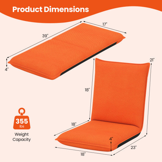 Adjustable 6 Positions Folding Lazy Man Sofa Chair Floor Chair-Orange