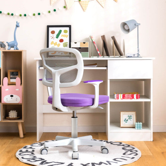 Adjustable Desk Chair with Auto Brake Casters for Kids-Purple