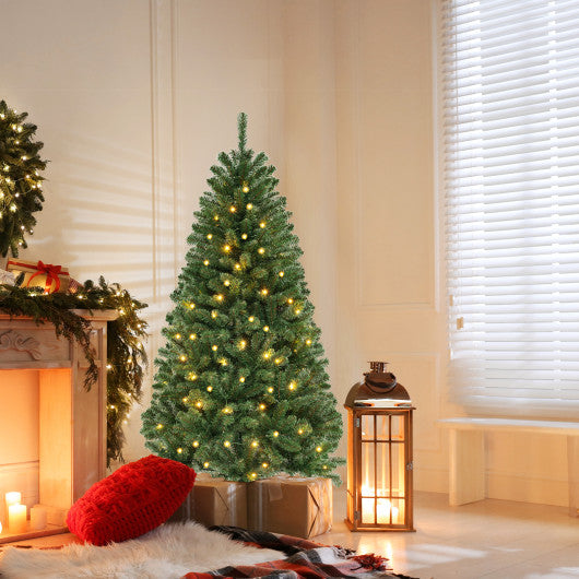 6/7/8 FT Artificial Christmas Tree with 568/830/1182 Branch Tips and 200/250/400 Warm White LED Lights-M