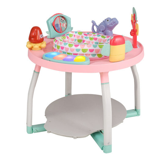 5-in-1 Baby Activity Center Interactive Bounce Seat with Removable Toys-Pink